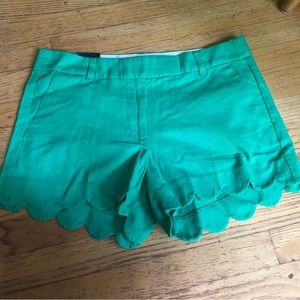 NWT Re-Imagined by J. Crew Factory Green Linen Blend Scalloped Shorts - Sz 8